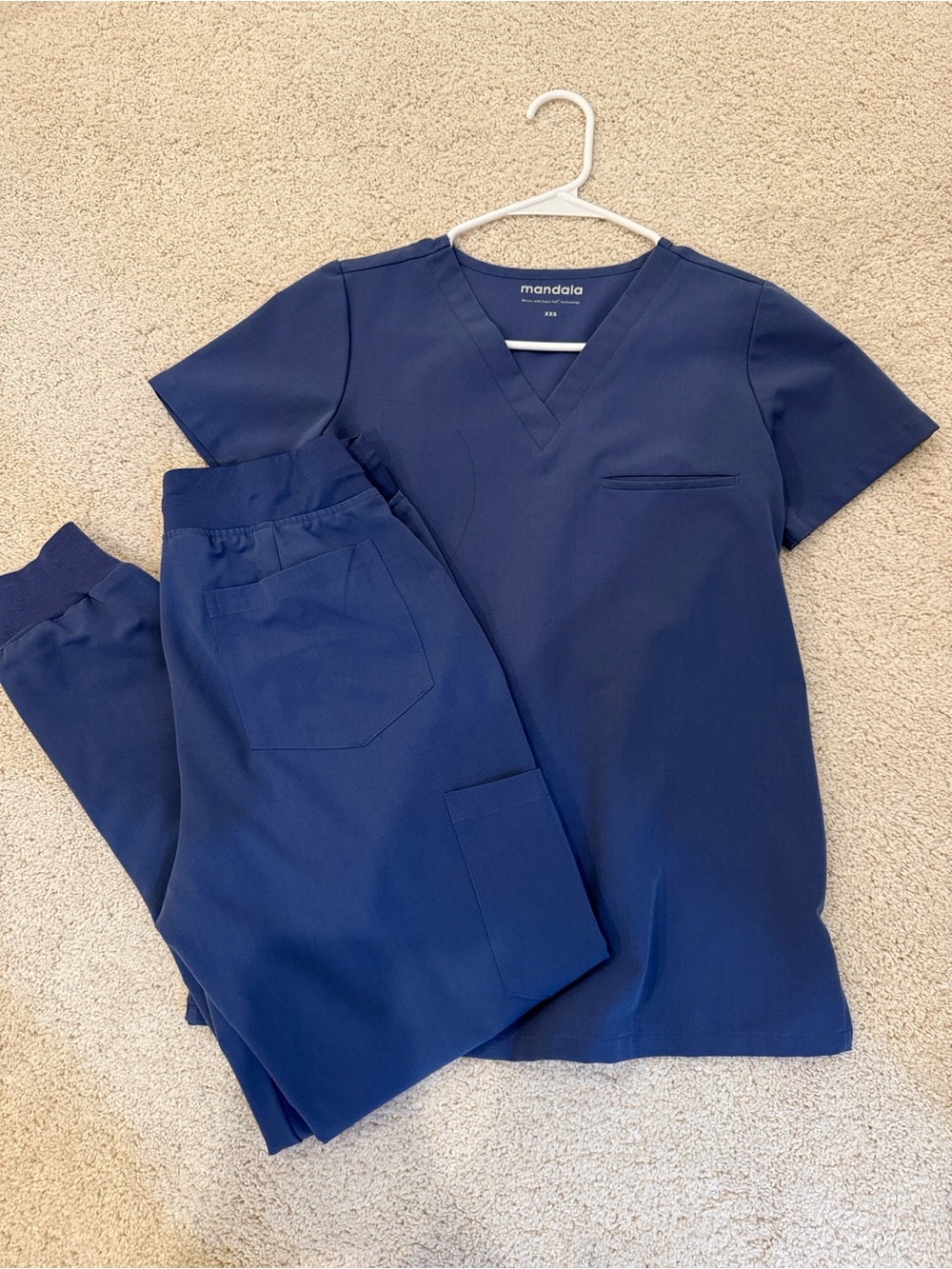 mandala scrub set in deep periwinkle